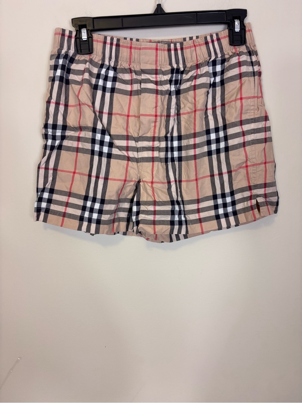 Burberry Beige Nova Check Lounge Pull On Shorts with Elastic Waist Women’s Small